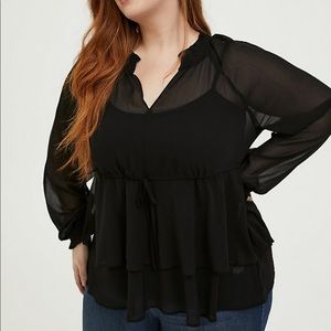Torrid crinkle drawstring blouse